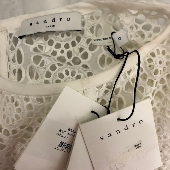 Sandro Paris Ernesto Eyelet Broderie Anglaise Blouse in Blanc - NWT - Picture 8 of 10